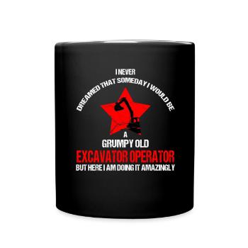 Excavator driver for excavator reverse drivers - Full Colour Mug - black - Front