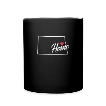 North Dakota map outline with heart USA - Full Colour Mug - black - Front