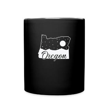 Contour de la carte de l’Oregon avec skyline USA Amérique - Mug uni - noir - Devant