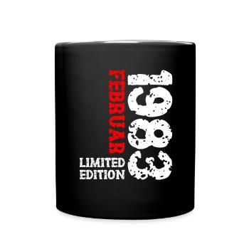 1983 Februar Limited Edition Geburtstag Mann Frau - Tasse einfarbig - Schwarz - Vorne