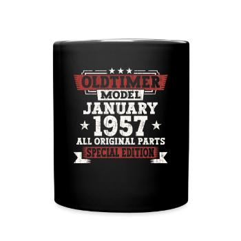 Né en 1957 Janvier 66e anniversaire Homme cadeau - Mug uni - noir - Devant