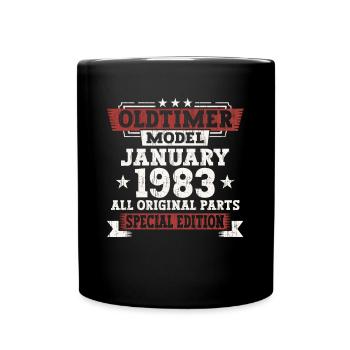 Born 1983 January 40th birthday Gift man - Full Colour Mug - black - Front