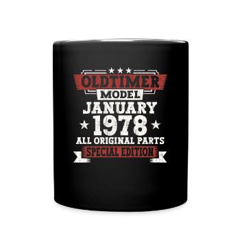 Born 1978 January 45th birthday gift man - Full Colour Mug - black - Front