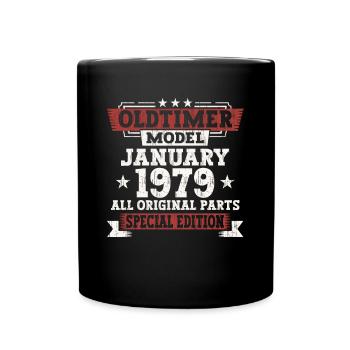 Born 1979 January 44th birthday Gift man - Full Colour Mug - black - Front
