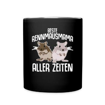 Rennmausmama mit Rennmäusen - Tasse einfarbig - Schwarz - Vorne