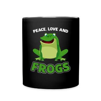 Peace Love and Frogs - Full Colour Mug - black - Front