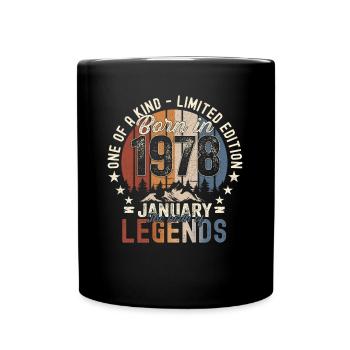 Born 1978 January 45th birthday gift man - Full Colour Mug - black - Front