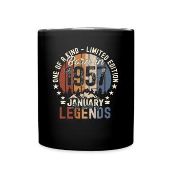 Né en 1957 Janvier 66e anniversaire Homme cadeau - Mug uni - noir - Devant