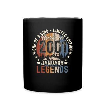 Year 2001 January 22nd birthday Gift man - Full Colour Mug - black - Front