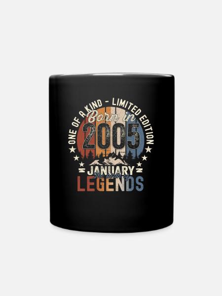 Jahrgang 2005 Januar 18. Geburtstag Geschenk Mann - Tasse einfarbig - Schwarz