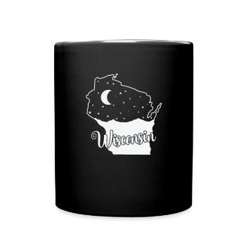 Wisconsin Skyline in Kartenumriss USA - Tasse einfarbig - Schwarz - Vorne