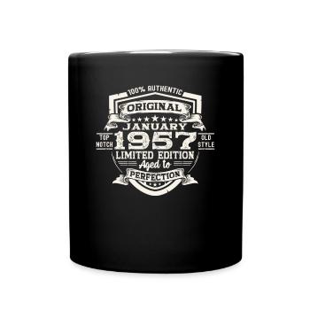 Né en 1957 Janvier 66e anniversaire Homme cadeau - Mug uni - noir - Devant