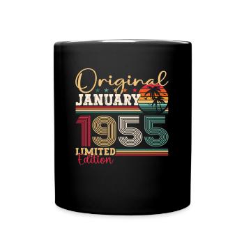 Né en 1955 janvier 68e anniversaire cadeau homme - Mug uni - noir - Devant