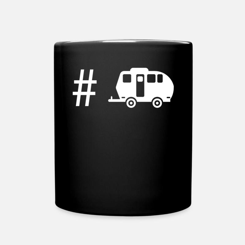 Hashtag - Camping Wohnwagen - - Tasse einfarbig - Schwarz