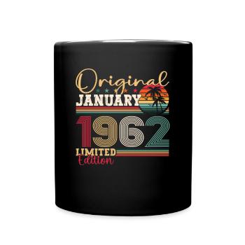 Born 1962 January 61st birthday Gift man - Full Colour Mug - black - Front