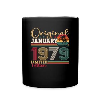 Born 1979 January 44th birthday Gift man - Full Colour Mug - black - Front