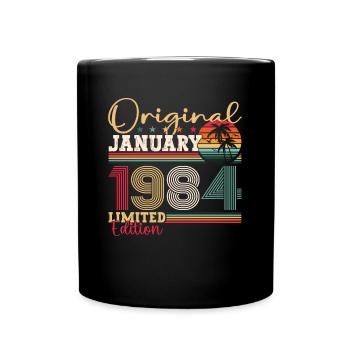 Born 1984 January 39th birthday Gift man - Full Colour Mug - black - Front