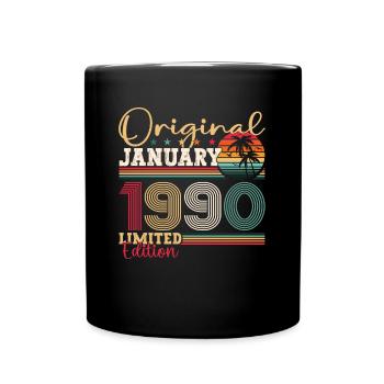 Né le 33 janvier 1990 Homme cadeau - Mug uni - noir - Devant