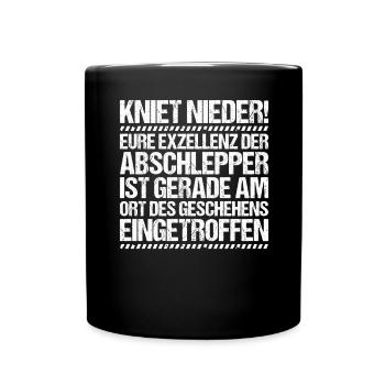 Abschlepper Abschleppdienst Tow Truck Driver - Tasse einfarbig - Schwarz - Vorne