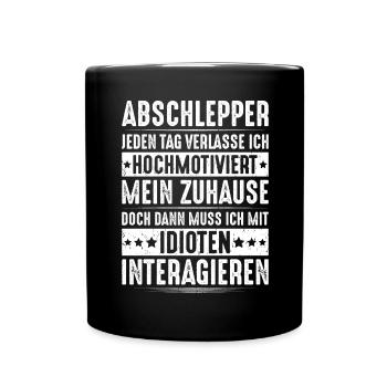 Abschlepper Abschleppdienst Tow Truck Driver - Tasse einfarbig - Schwarz - Vorne