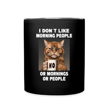 Ne pas aimer les gens du matin Grumpy Funny Cat - Mug uni - noir - Devant