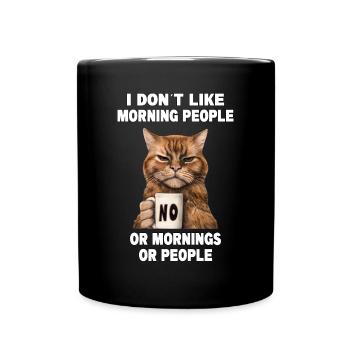 Ne pas aimer les gens du matin Grumpy Funny Cat - Mug uni - noir - Devant