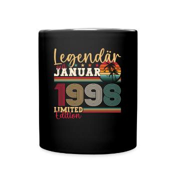 Jahrgang 1998 Januar 25. Geburtstag Geschenk Mann - Tasse einfarbig - Schwarz - Vorne