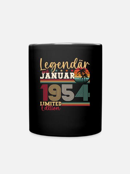 Jahrgang 1954 Januar 69. Geburtstag Geschenk Mann - Tasse einfarbig - Schwarz