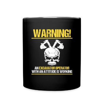 Baggerführer für Bagger und Sandbagger - Tasse einfarbig - Schwarz - Vorne