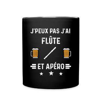 j'peux pas j'ai flûte et apéro - Mug uni - noir - Devant