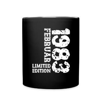 1983 Februar Limited Edition Geburtstag Mann Frau - Tasse einfarbig - Schwarz - Vorne