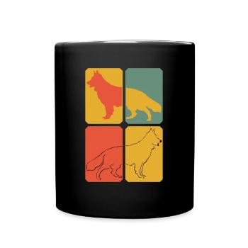 White Shepherd Retro Shepherd Dogs - Full Colour Mug - black - Front