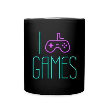 I love Games - Ich liebe Games - Full Colour Mug - black - Front