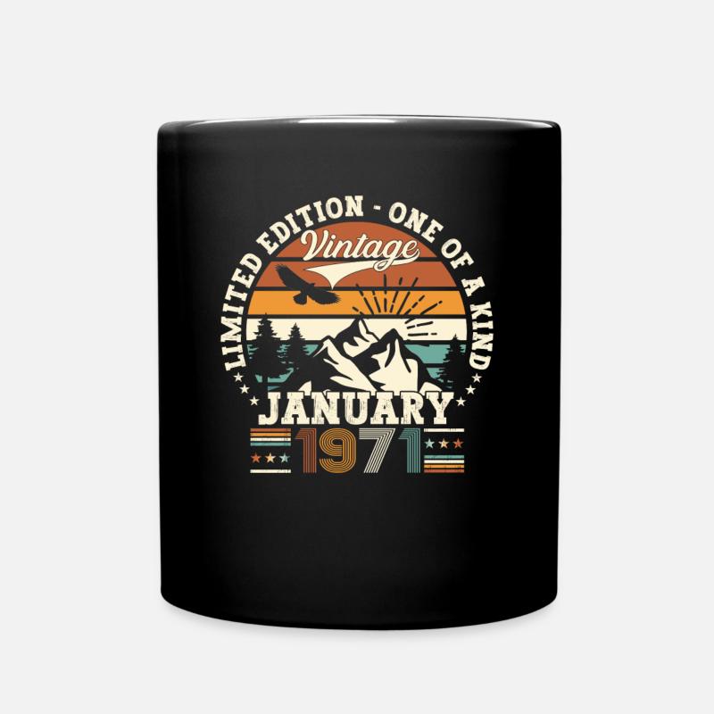 Jahrgang 1971 Januar 52. Geburtstag Geschenk Mann - Tasse einfarbig - Schwarz