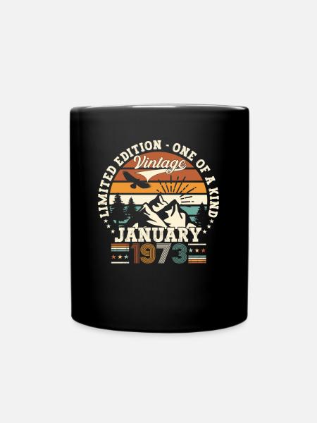 Jahrgang 1973 Januar 50. Geburtstag Geschenk Mann - Tasse einfarbig - Schwarz