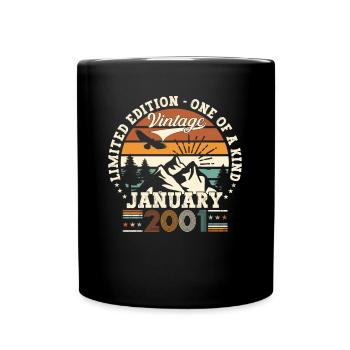 Year 2001 January 22nd birthday Gift man - Full Colour Mug - black - Front