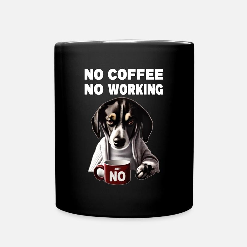 Niente caffè non funziona. Grumpy Funny Dog - Tazza monocolore - nero