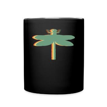 Libellen retro Insekten Libelle - Tasse einfarbig - Schwarz - Vorne