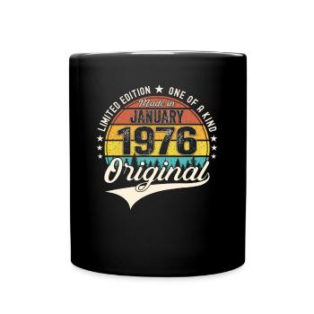 Vintage 1976 January 47th Birthday Gift Husband - Full Colour Mug - black - Front