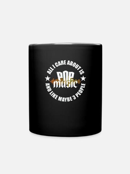 All I care about is Pop Music and 3 People - Tasse einfarbig - Schwarz
