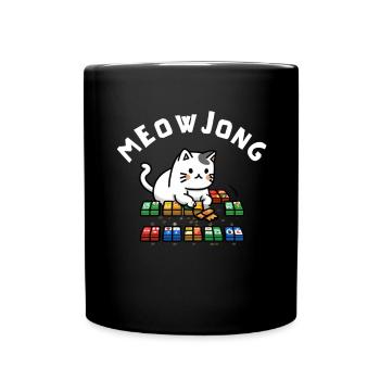 Cats Playing Mahjong - Full Colour Mug - black - Front