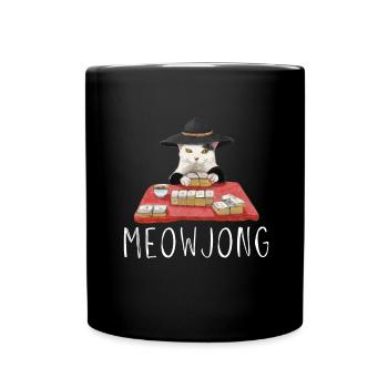 Cats Playing Mahjong - Full Colour Mug - black - Front