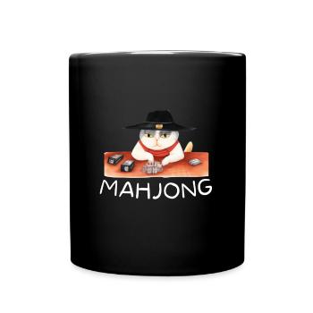 Cats Playing Mahjong - Tasse einfarbig - Schwarz - Vorne