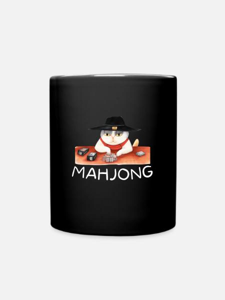 Cats Playing Mahjong - Tasse einfarbig - Schwarz
