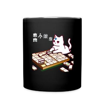 Cats Playing Mahjong - Tasse einfarbig - Schwarz - Vorne