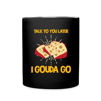 Gouda design pour fromagerie laitière et fromage Gouda - Mug uni - noir - Devant