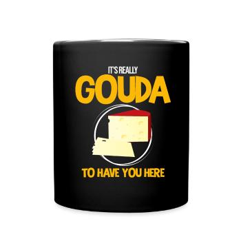 Gouda design pour fromagerie laitière et fromage Gouda - Mug uni - noir - Devant