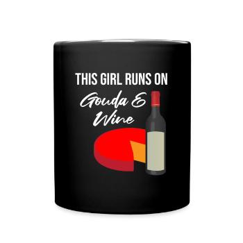 Gouda design pour fromagerie laitière et fromage Gouda - Mug uni - noir - Devant