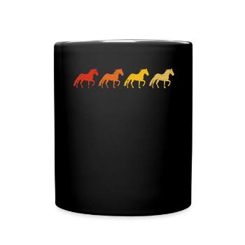 Retro-Pferde - Tasse einfarbig - Schwarz - Vorne