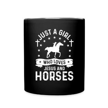 Seulement une fille qui aime Jésus et les chevaux - Mug uni - noir - Devant